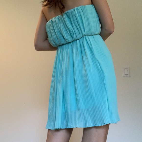 Teal aqua strapless dress - Picture 2 of 4